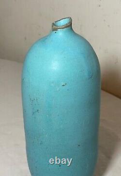 Rare vintage handmade signed Judy Jackson studio baby blue glaze pottery vase