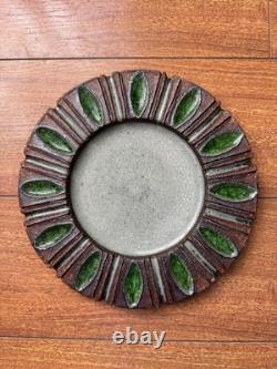 Raul Coronel 1960s MCM Studio Art Pottery Stoneware Glass Infused 9 PLATE