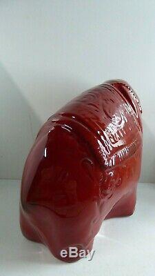 Red Glaze Elephant Ceramic Pottery Vintage MID Century Studio Art Statue