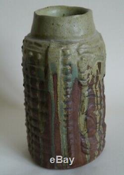Retro 60's Studio pottery vintage large ceramic vase Bernard Rooke makers mark