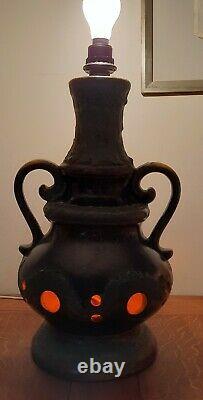 Retro West German Skandesco Studio Pottery Floor Table Lamp Fat Lava Vintage