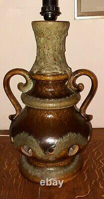 Retro West German Skandesco Studio Pottery Floor Table Lamp Fat Lava Vintage