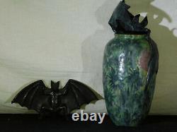 Richard Freiwald Studio Art Pottery Bat & GOTHIC BloodMoon Bat Stoneware Vase