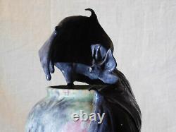 Richard Freiwald Studio Art Pottery Bat & GOTHIC BloodMoon Bat Stoneware Vase