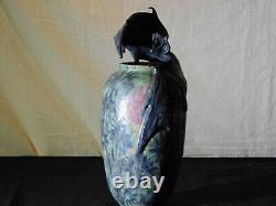 Richard Freiwald Studio Art Pottery Bat & GOTHIC BloodMoon Bat Stoneware Vase