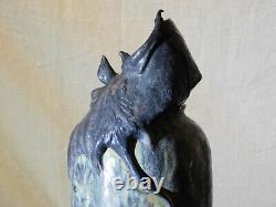 Richard Freiwald Studio Art Pottery Bat & GOTHIC BloodMoon Bat Stoneware Vase