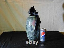 Richard Freiwald Studio Art Pottery Bat & GOTHIC BloodMoon Bat Stoneware Vase