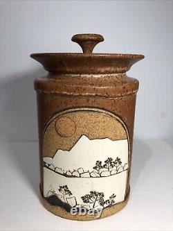 Rick Schlag Studio Pottery Jar (Mountainous Landscape) Vintage 1982