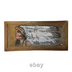 Rick Wisecarver 1989 Pottery Native American Hand Made Advertising Dealer Sign