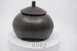 Robert Briscoe Studio Pottery Painted Black Jar Urn Signed