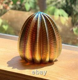 Robert Held Iridescent Studio Art Glass Crystal Paperweight Urchin Vtg Canada