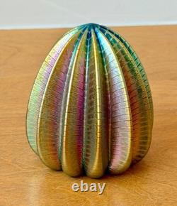 Robert Held Iridescent Studio Art Glass Crystal Paperweight Urchin Vtg Canada