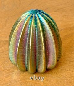 Robert Held Iridescent Studio Art Glass Crystal Paperweight Urchin Vtg Canada