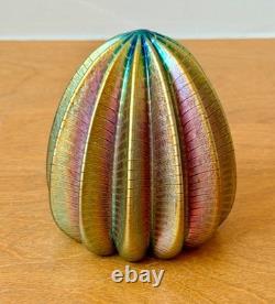 Robert Held Iridescent Studio Art Glass Crystal Paperweight Urchin Vtg Canada