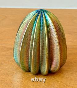 Robert Held Iridescent Studio Art Glass Crystal Paperweight Urchin Vtg Canada