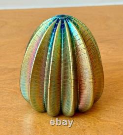 Robert Held Iridescent Studio Art Glass Crystal Paperweight Urchin Vtg Canada