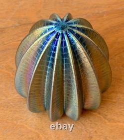 Robert Held Iridescent Studio Art Glass Crystal Paperweight Urchin Vtg Canada