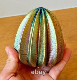 Robert Held Iridescent Studio Art Glass Crystal Paperweight Urchin Vtg Canada