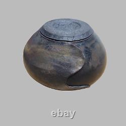 Robert Sunday Raku Pottery Vase Round Signed Copper Glaze Interior Vintage