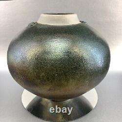 Robin Righton Canada 10 Raku Art Pottery Vase Green Hand Made Studio Vintage