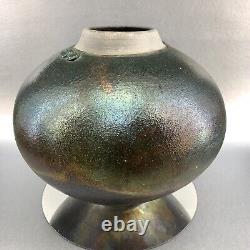 Robin Righton Canada 10 Raku Art Pottery Vase Green Hand Made Studio Vintage