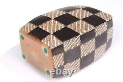 Rock Hard Studio Pottery Stoneware Vintage Vase Square Slab Built Checkered 1993