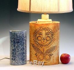 Roger Capron French Studio Vallauris Pottery Vintage 1950s Art Sun Face Lamp