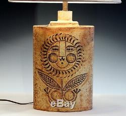 Roger Capron French Studio Vallauris Pottery Vintage 1950s Art Sun Face Lamp