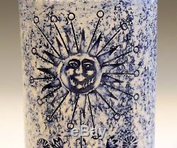 Roger Capron Vallauris Pottery Vintage 1950s French Studio Art Sun Face Vase