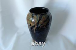 Rondald Loyd Studio Pottery Vase Vintage Colbalt blue 9 inch tall 6 inch wide