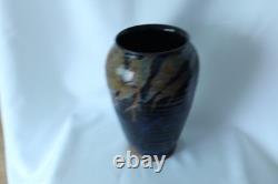 Rondald Loyd Studio Pottery Vase Vintage Colbalt blue 9 inch tall 6 inch wide