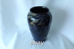 Rondald Loyd Studio Pottery Vase Vintage Colbalt blue 9 inch tall 6 inch wide