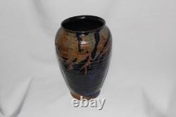 Rondald Loyd Studio Pottery Vase Vintage Colbalt blue 9 inch tall 6 inch wide