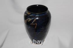 Rondald Loyd Studio Pottery Vase Vintage Colbalt blue 9 inch tall 6 inch wide