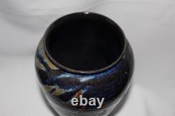 Rondald Loyd Studio Pottery Vase Vintage Colbalt blue 9 inch tall 6 inch wide