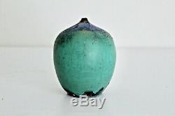 Rose Cabat Feelie Vtg Mid Century Modern Blue Green Studio Art Pottery Weed Pot