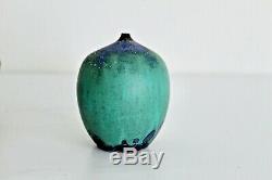 Rose Cabat Feelie Vtg Mid Century Modern Blue Green Studio Art Pottery Weed Pot