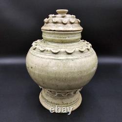 Rosenthal Netter Studio Art Pottery Urn Jar Vintage Caledon Green Glaze 9 tall