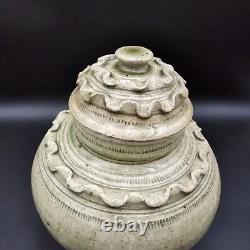 Rosenthal Netter Studio Art Pottery Urn Jar Vintage Caledon Green Glaze 9 tall