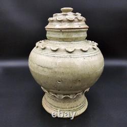 Rosenthal Netter Studio Art Pottery Urn Jar Vintage Caledon Green Glaze 9 tall