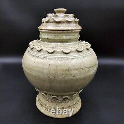 Rosenthal Netter Studio Art Pottery Urn Jar Vintage Caledon Green Glaze 9 tall
