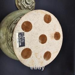 Rosenthal Netter Studio Art Pottery Urn Jar Vintage Caledon Green Glaze 9 tall