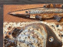 Roz Lowe Studio British Art Pottery Fish Wall Relief Plaque Sculpture Vtg UK Mcm