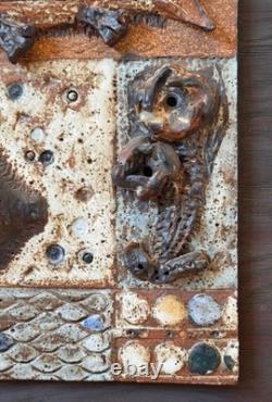 Roz Lowe Studio British Art Pottery Fish Wall Relief Plaque Sculpture Vtg UK Mcm