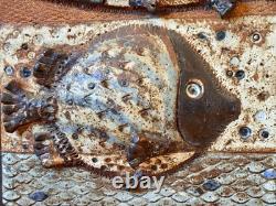 Roz Lowe Studio British Art Pottery Fish Wall Relief Plaque Sculpture Vtg UK Mcm