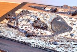 Roz Lowe Studio British Art Pottery Fish Wall Relief Plaque Sculpture Vtg UK Mcm