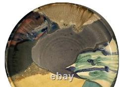 Ruth Stein California Huge Vintage Studio Art Pottery Abstract Modernist Plate