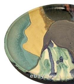 Ruth Stein California Huge Vintage Studio Art Pottery Abstract Modernist Plate