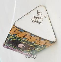 SIGNED Vintage 90s Wassi Art Studio Pottery Jamaican Triangle Stoneware Handmade