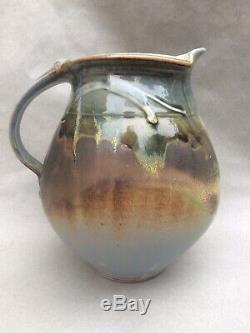 STEVEN HILL Large Vintage MELON Stoneware Pitcher Studio Potter